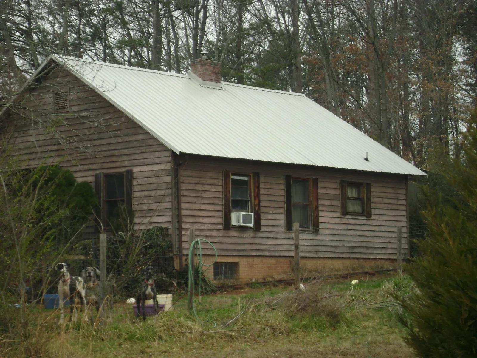 White metal roof on an old wood sided farmhouse, from a Metal Roof Installation job in Heron
